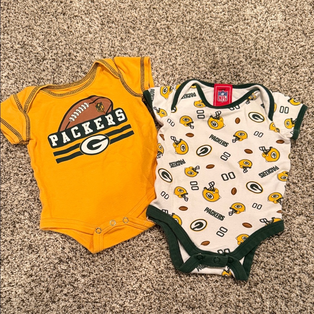 NFL Packers Yellow and Green Kids Bodysuits